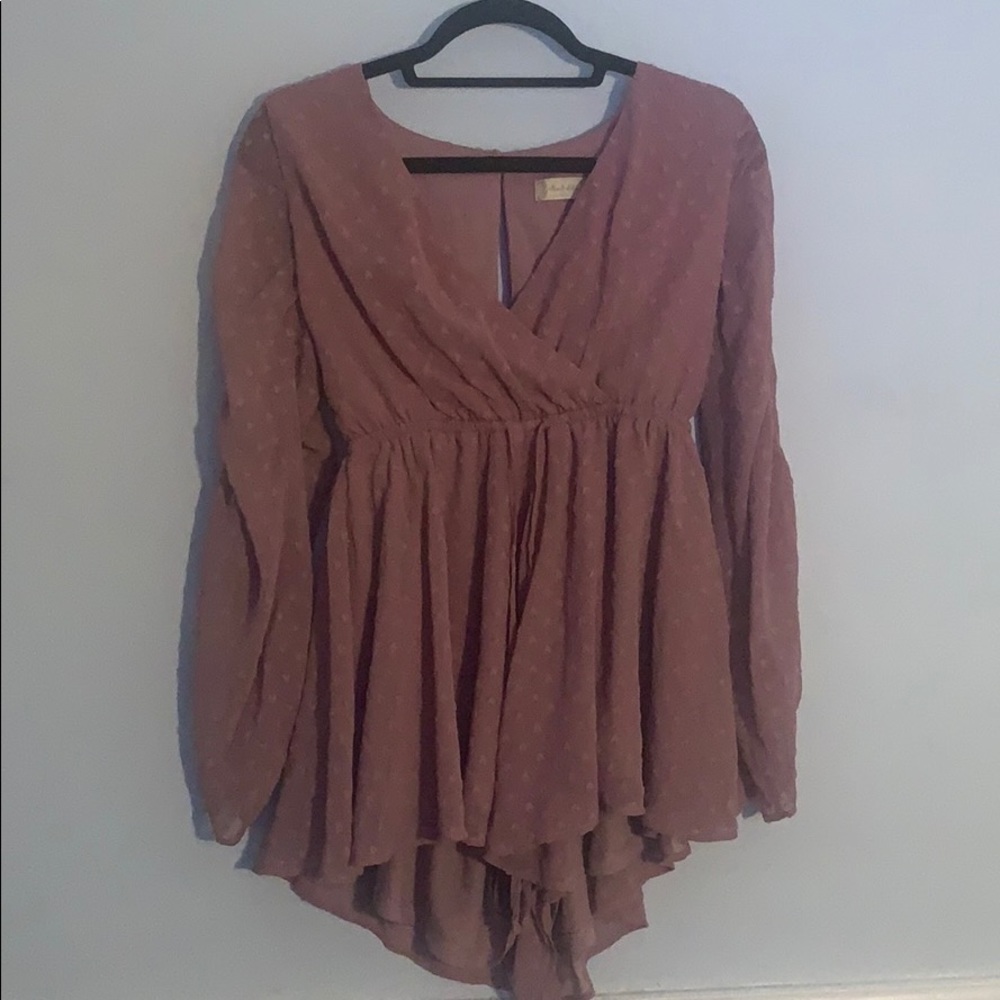 Altar’d state never worn romper dark mauve Vneck
